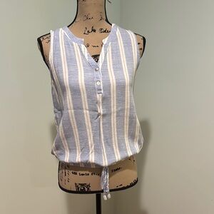 West Kei Blue and White Striped Tank Top